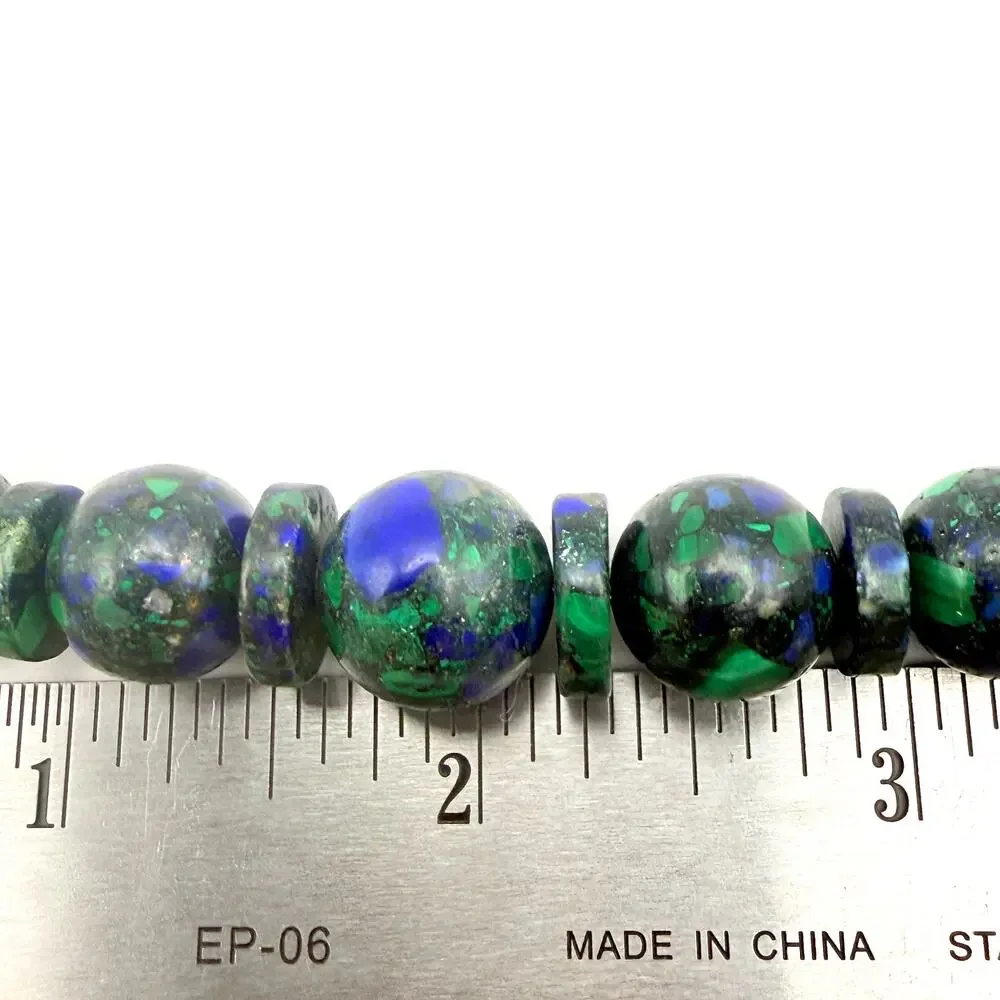 Jay King DTR Sterling Azurite Malachite Graduated Bead Necklace 18